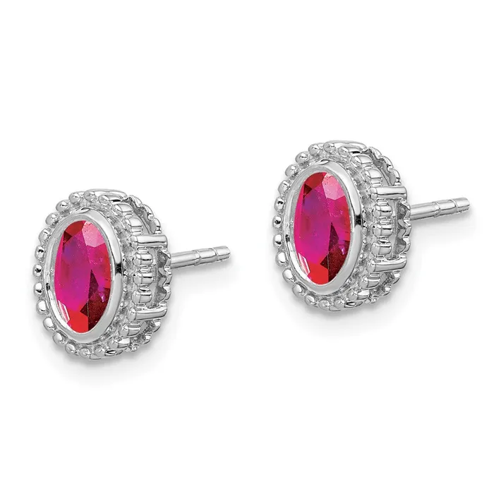 Goldia Earrings 14k White Gold Oval Ruby Post Earrings