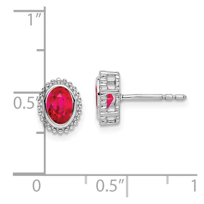 Goldia Earrings 14k White Gold Oval Ruby Post Earrings