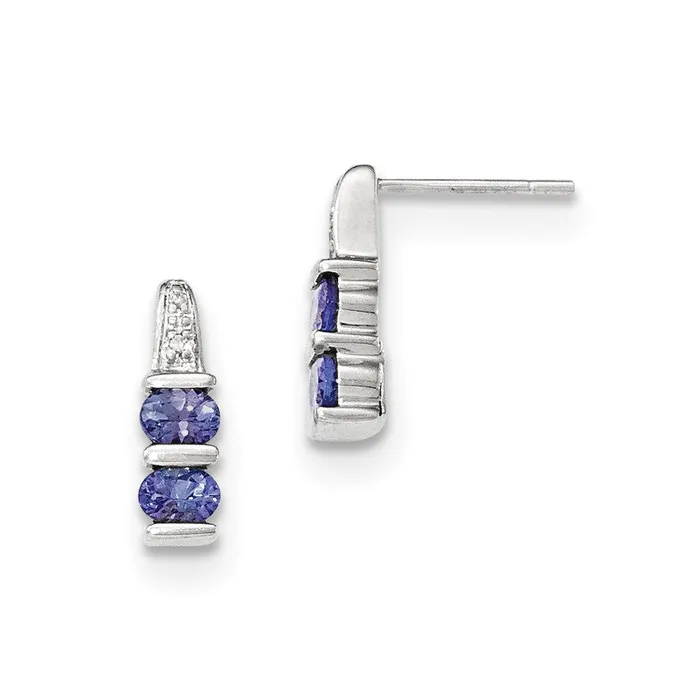 Goldia Earrings 14k White Gold Tanzanite and Diamond Earrings