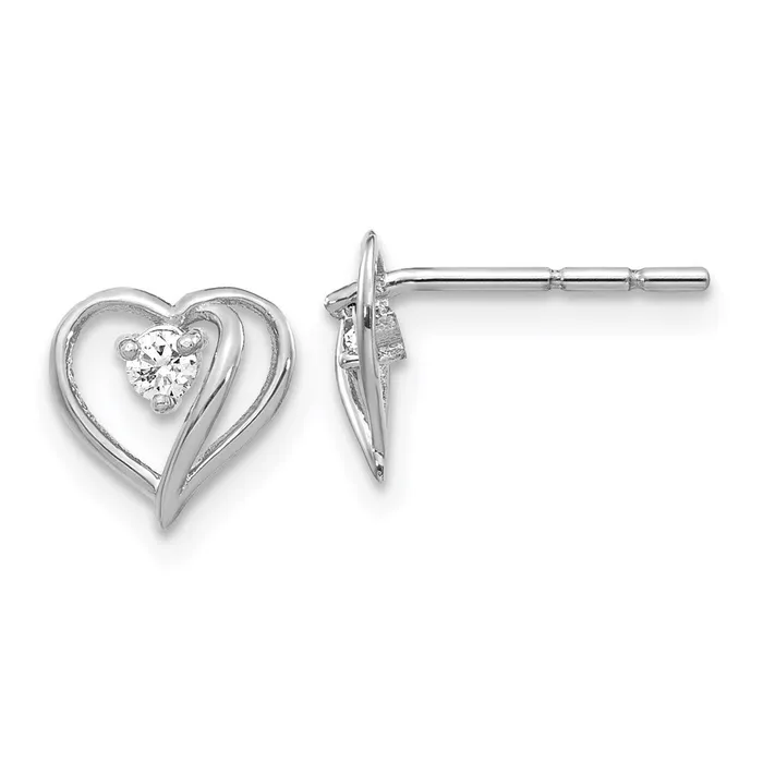 Goldia Earrings 14k White Gold VS Real Diamond heart Earrings
