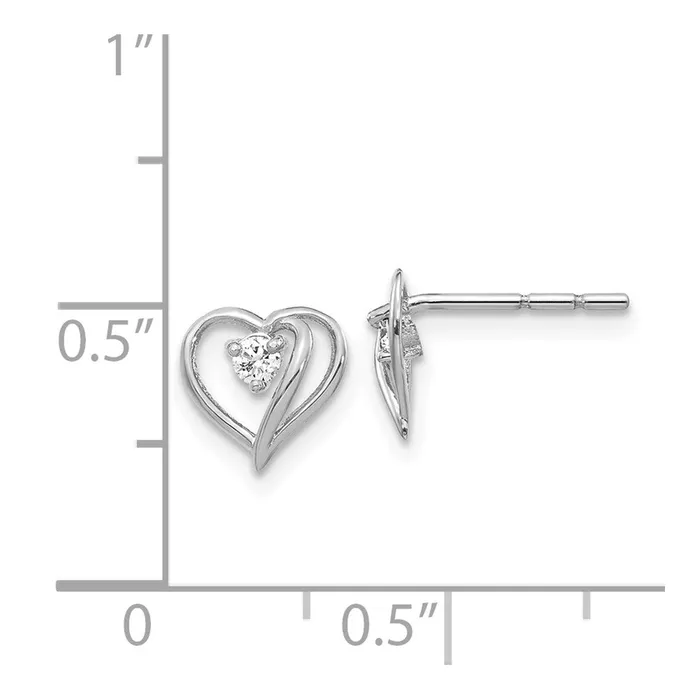Goldia Earrings 14k White Gold VS Real Diamond heart Earrings