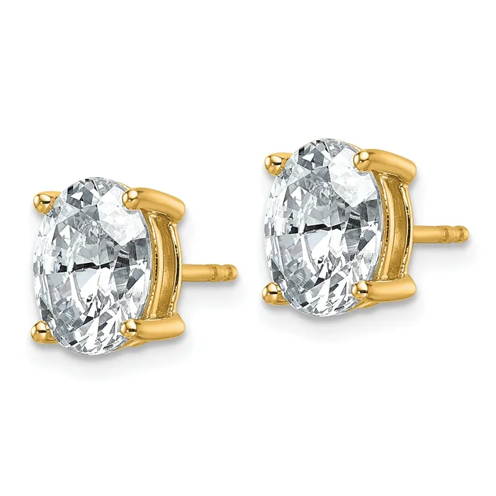Goldia Earrings 14k Yellow Gold 3 ctw Lab Grown Diamond VSSI G Oval 4 Prong Heavy Wt Stud Earrings