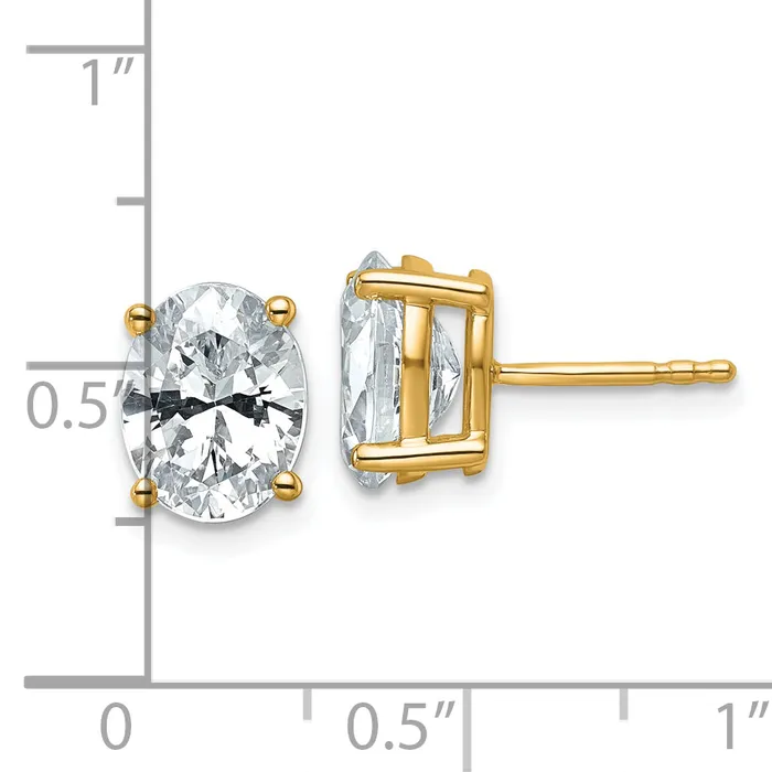 Goldia Earrings 14k Yellow Gold 3 ctw Lab Grown Diamond VSSI G Oval 4 Prong Heavy Wt Stud Earrings