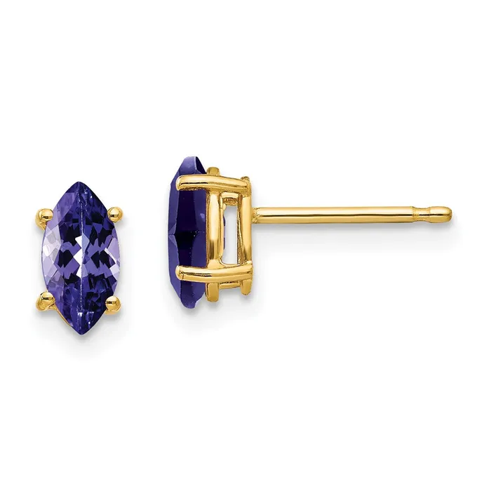 Goldia Earrings 14k Yellow Gold 7x35mm Marquise Tanzanite earring
