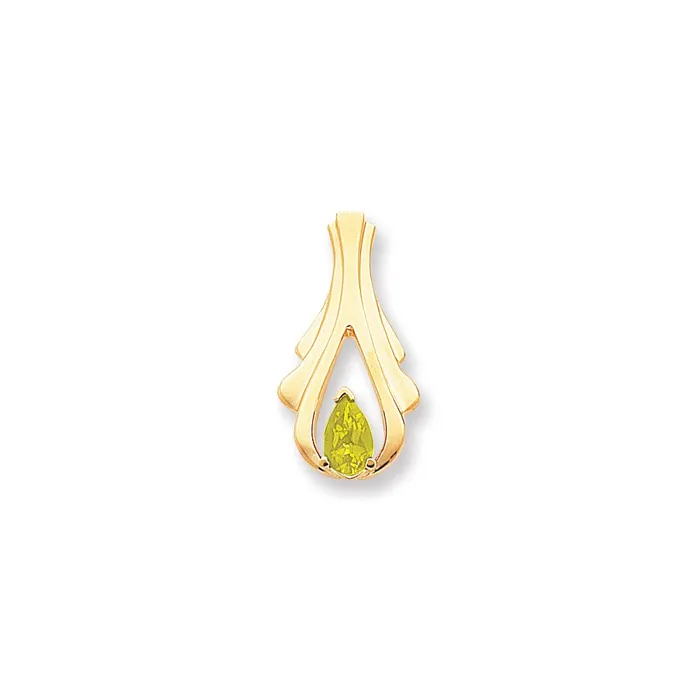 Goldia Earrings 14k Yellow Gold 8x5mm Pear Peridot Checker slide