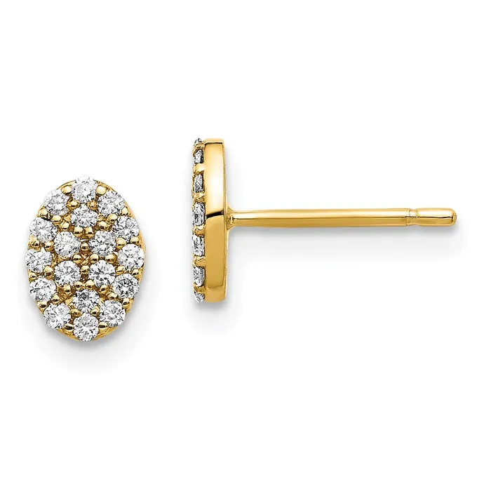 Goldia Earrings 14k Yellow Gold Real Diamond Cluster Oval Earrings