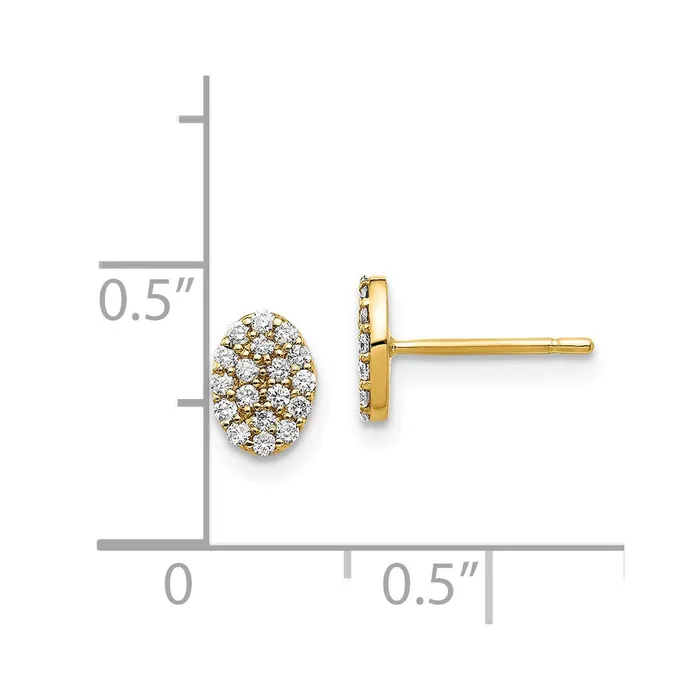 Goldia Earrings 14k Yellow Gold Real Diamond Cluster Oval Earrings