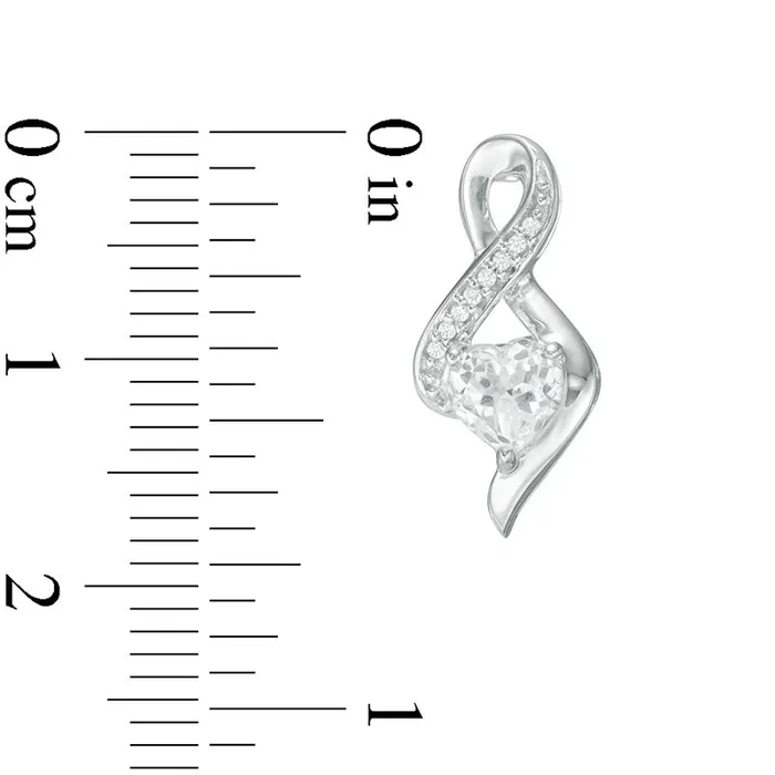 Goldia Earrings 50mm HeartShaped LabCreated White Sapphire and Diamond Accent Infinity Drop Earrings in 10K White Gold Goldia Earrings 50mm HeartShaped LabCreated White Sapphire and Diamond Accent Infinity Drop Earrings in 10K White Gold