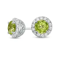 Goldia Earrings 60mm Peridot and LabCreated White Sapphire Frame Stud Earrings in Sterling Silver Goldia Earrings 60mm Peridot and LabCreated White Sapphire Frame Stud Earrings in Sterling Silver
