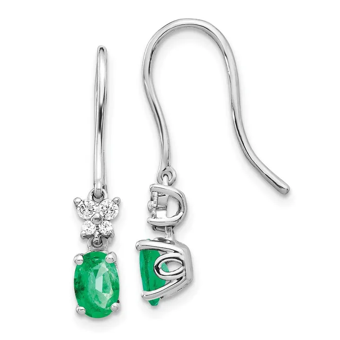 Goldia Earrings Solid 14k White Gold 18ct Simulated CZ and Oval Emerald Dangle Earrings Goldia Earrings Solid 14k White Gold 18ct Simulated CZ and Oval Emerald Dangle Earrings