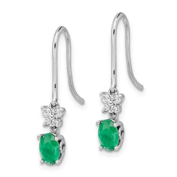 Goldia Earrings Solid 14k White Gold 18ct Simulated CZ and Oval Emerald Dangle Earrings Goldia Earrings Solid 14k White Gold 18ct Simulated CZ and Oval Emerald Dangle Earrings