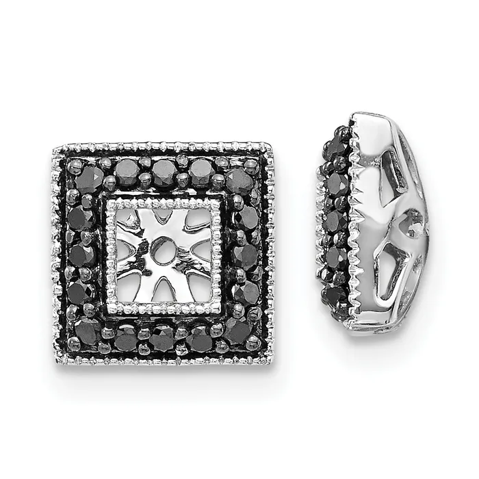 Goldia Earrings Solid 14k White Gold BlacK Simulated CZ Square JacKet Earrings Goldia Earrings Solid 14k White Gold BlacK Simulated CZ Square JacKet Earrings