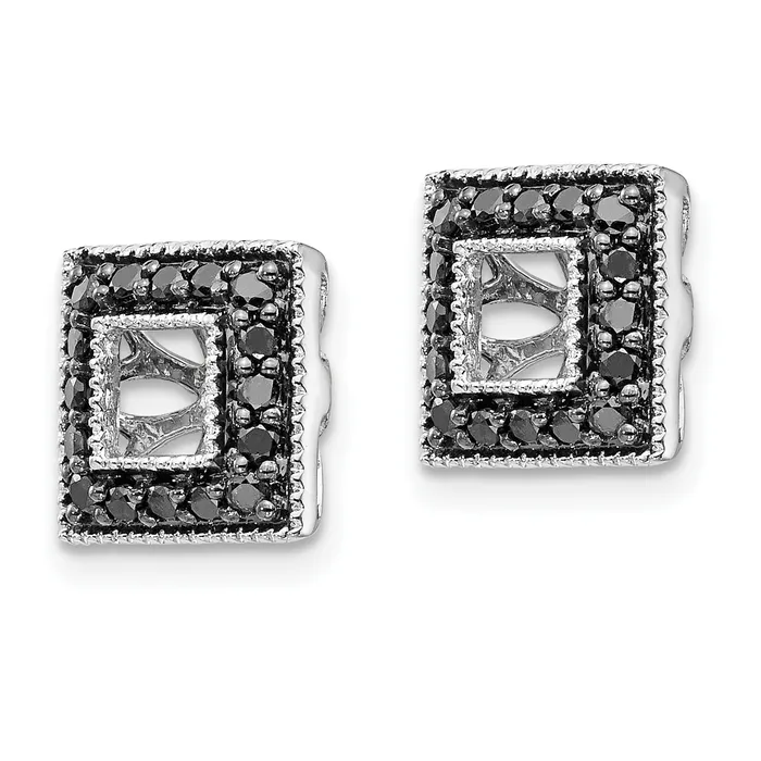 Goldia Earrings Solid 14k White Gold BlacK Simulated CZ Square JacKet Earrings Goldia Earrings Solid 14k White Gold BlacK Simulated CZ Square JacKet Earrings