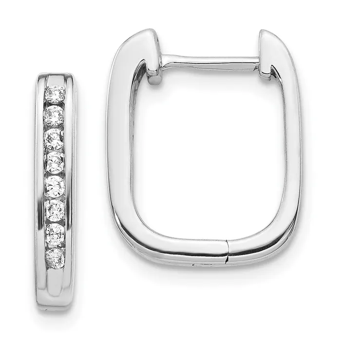 Goldia Earrings Solid 14k White Gold Simulated CZ Complete Hinged Hoop Earrings Goldia Earrings Solid 14k White Gold Simulated CZ Complete Hinged Hoop Earrings