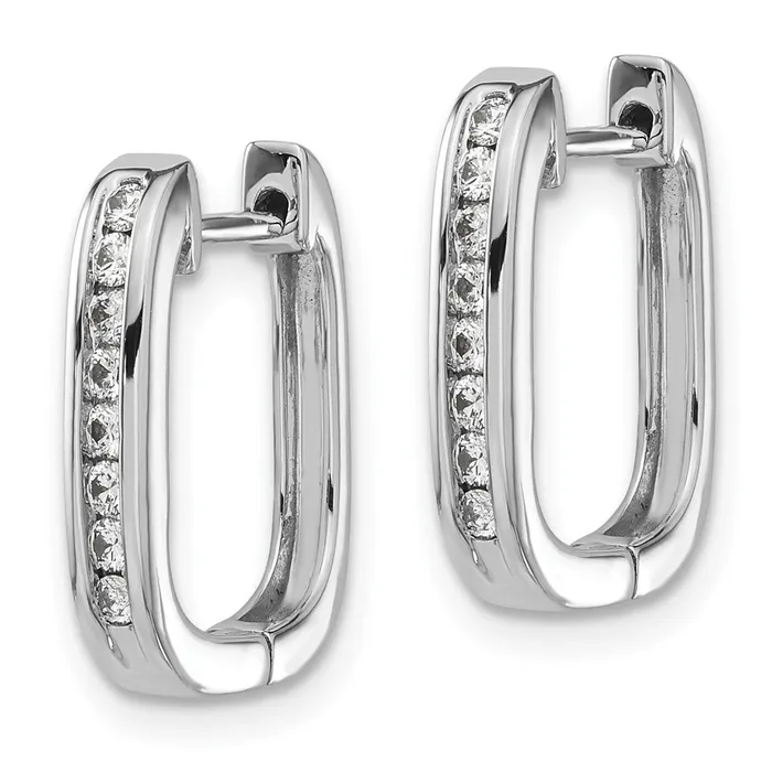 Goldia Earrings Solid 14k White Gold Simulated CZ Complete Hinged Hoop Earrings Goldia Earrings Solid 14k White Gold Simulated CZ Complete Hinged Hoop Earrings
