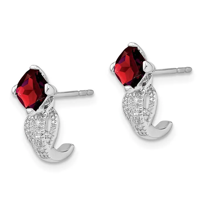 Goldia Earrings Solid 14k White Gold Simulated Garnet and CZ Earrings