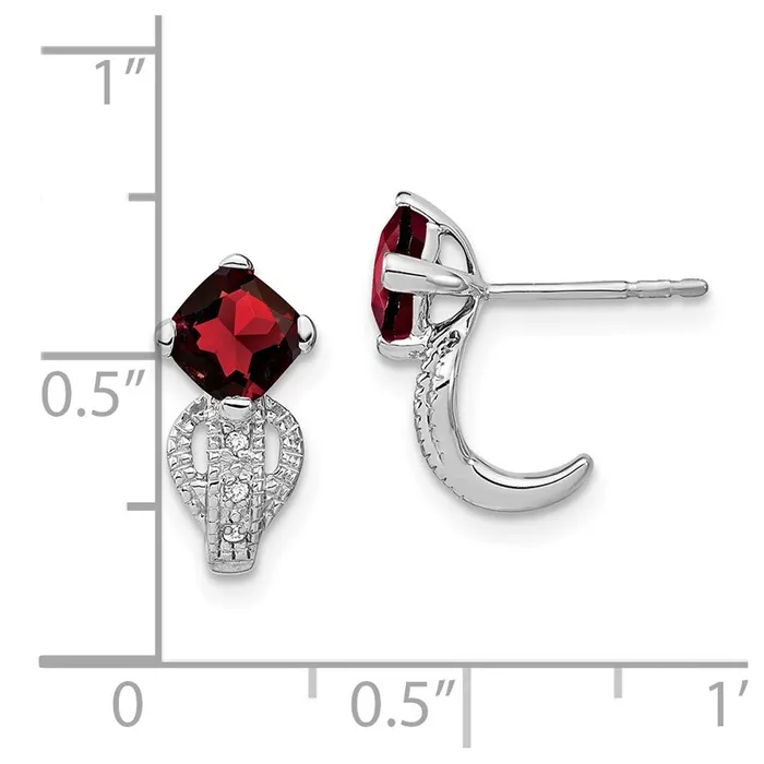 Goldia Earrings Solid 14k White Gold Simulated Garnet and CZ Earrings