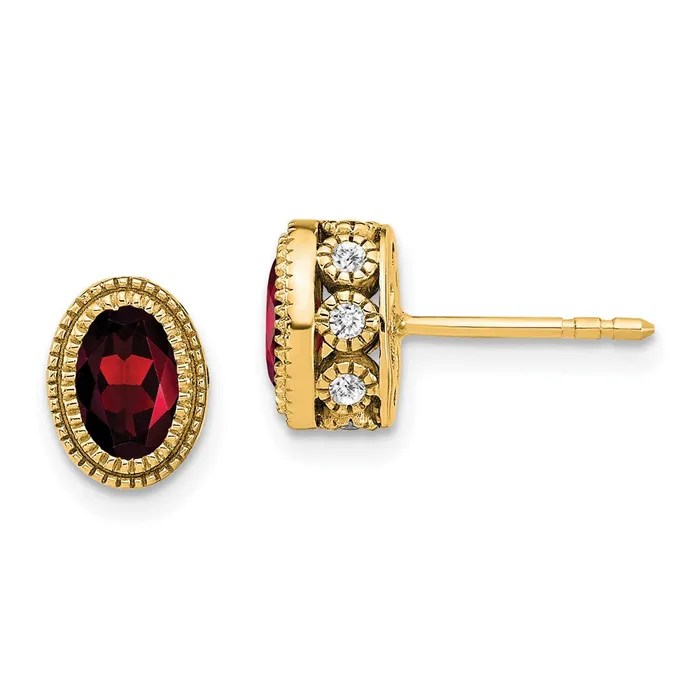 Goldia Earrings Solid 14k Yellow Gold Oval Simulated Garnet and CZ Earrings Goldia Earrings Solid 14k Yellow Gold Oval Simulated Garnet and CZ Earrings