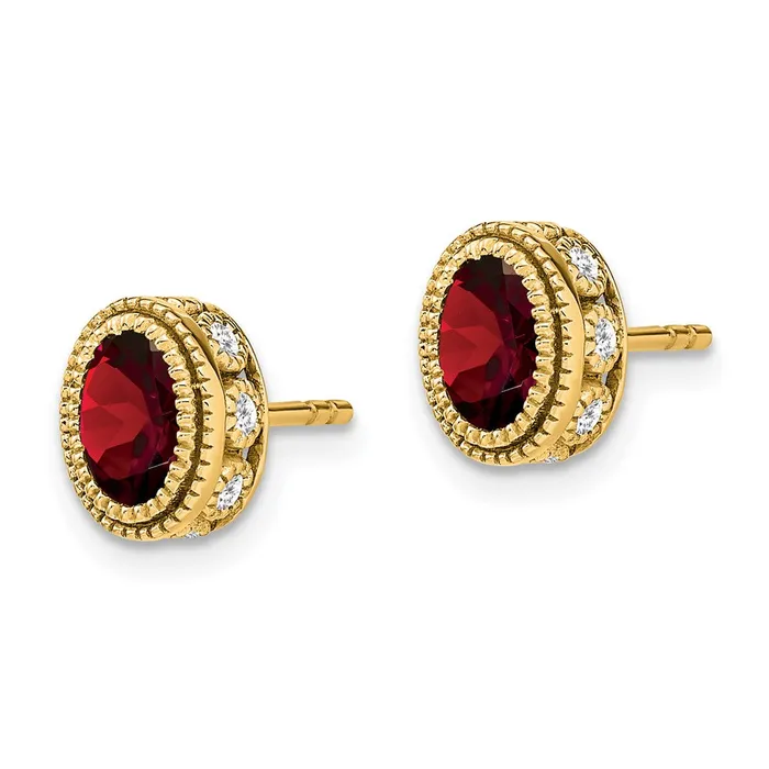 Goldia Earrings Solid 14k Yellow Gold Oval Simulated Garnet and CZ Earrings Goldia Earrings Solid 14k Yellow Gold Oval Simulated Garnet and CZ Earrings