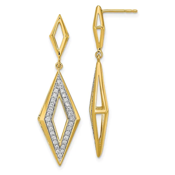 Goldia Earrings Solid 14k Yellow Gold Polished Simulated CZ Dangle Post Earrings Goldia Earrings Solid 14k Yellow Gold Polished Simulated CZ Dangle Post Earrings