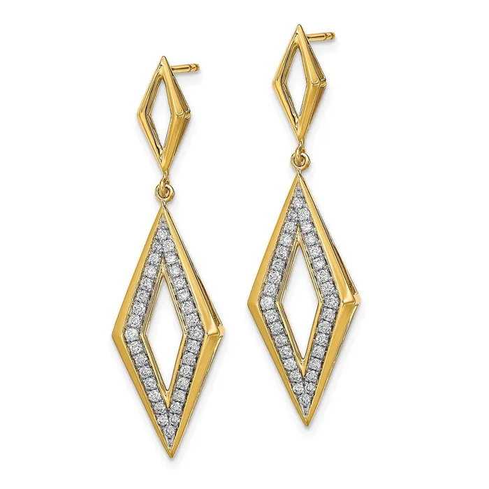Goldia Earrings Solid 14k Yellow Gold Polished Simulated CZ Dangle Post Earrings