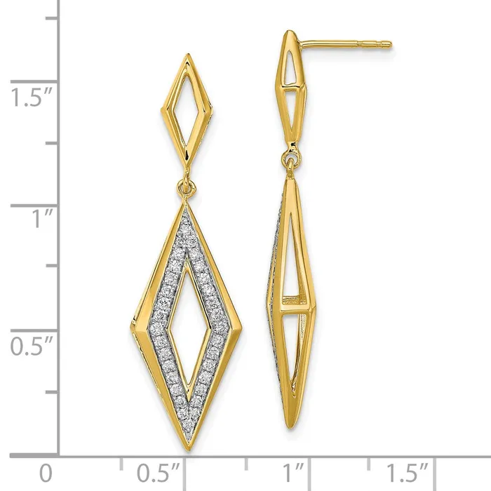 Goldia Earrings Solid 14k Yellow Gold Polished Simulated CZ Dangle Post Earrings