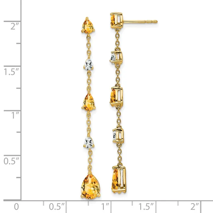 Goldia Earrings Solid 14k Yellow Gold Simulated Citrine and White Topaz Dangle Earrings Goldia Earrings Solid 14k Yellow Gold Simulated Citrine and White Topaz Dangle Earrings