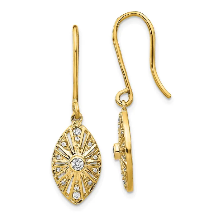 Goldia Earrings Solid 14k Yellow Gold Simulated CZ Vintage LeverbacK Earrings