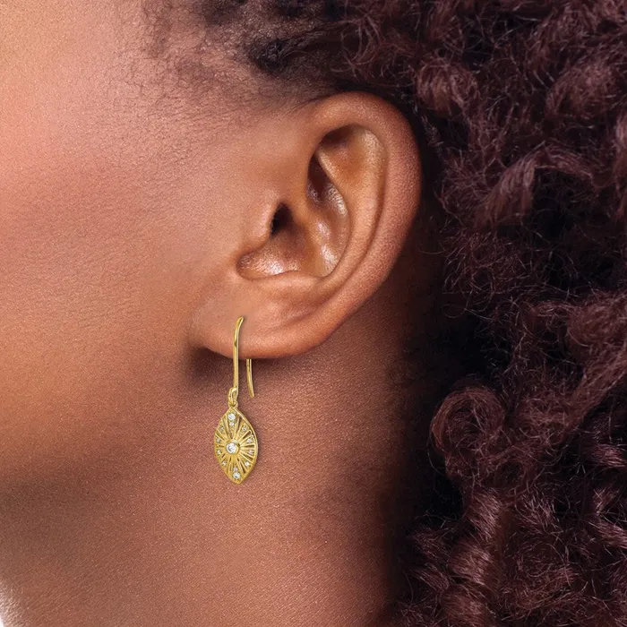 Goldia Earrings Solid 14k Yellow Gold Simulated CZ Vintage LeverbacK Earrings