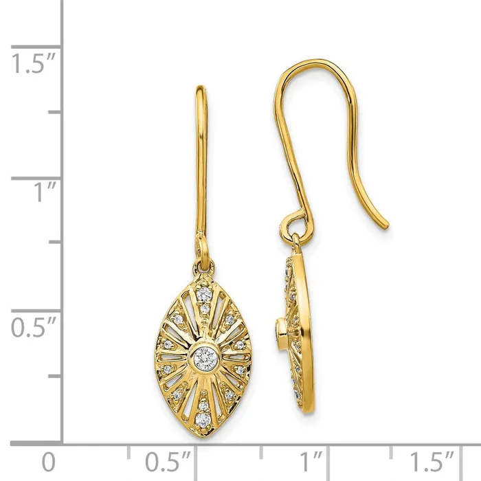 Goldia Earrings Solid 14k Yellow Gold Simulated CZ Vintage LeverbacK Earrings