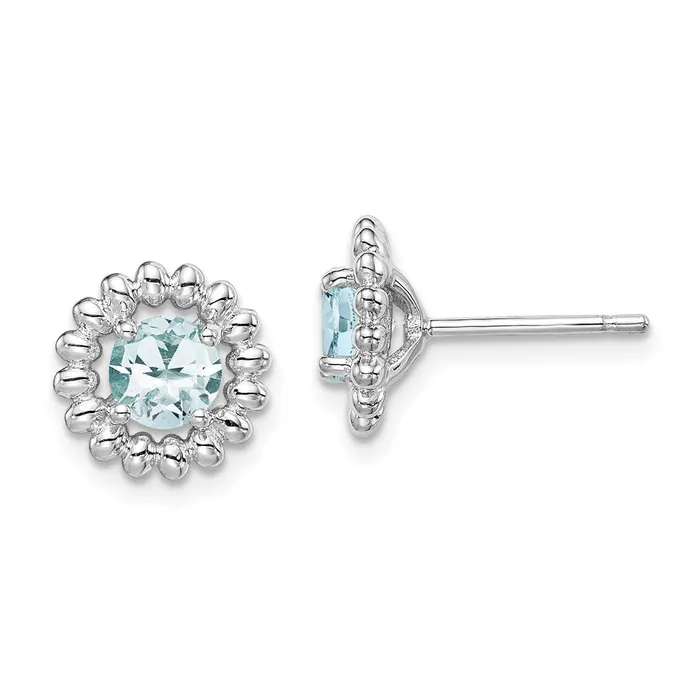 Goldia Earrings Sterling Silver Rhodplat Aquamarine Earrings