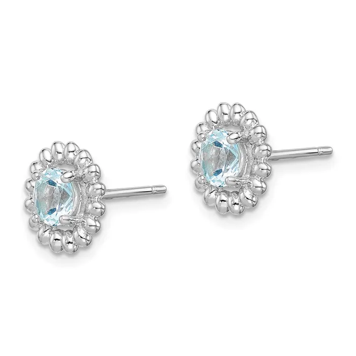 Goldia Earrings Sterling Silver Rhodplat Aquamarine Earrings