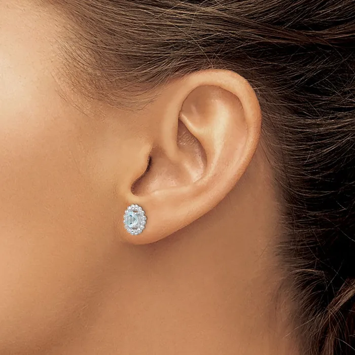 Goldia Earrings Sterling Silver Rhodplat Aquamarine Earrings