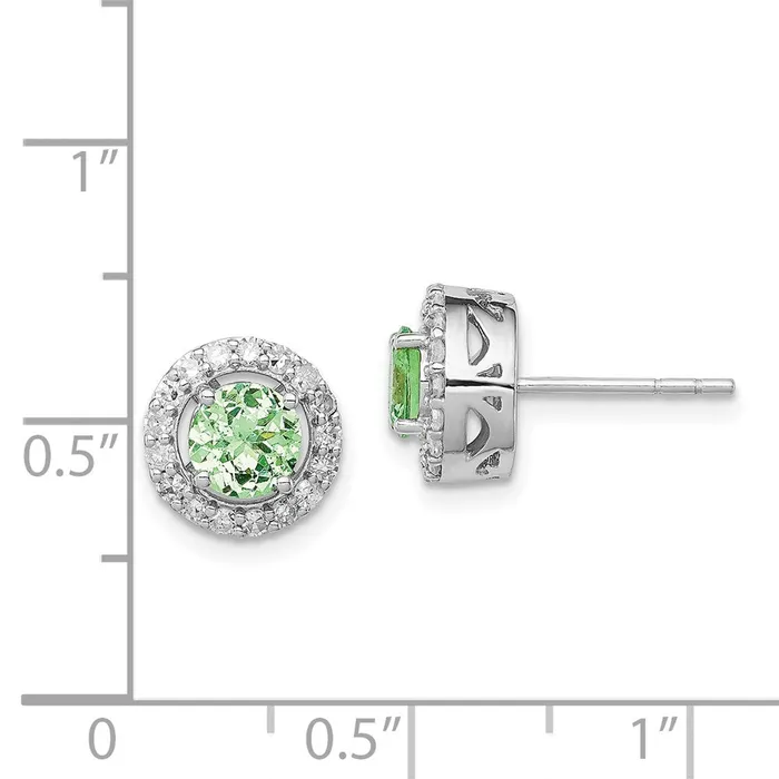 Goldia Earrings Sterling Silver Rhodium Diamond u0026 Tsavorite Garnet Circle Post Earrings