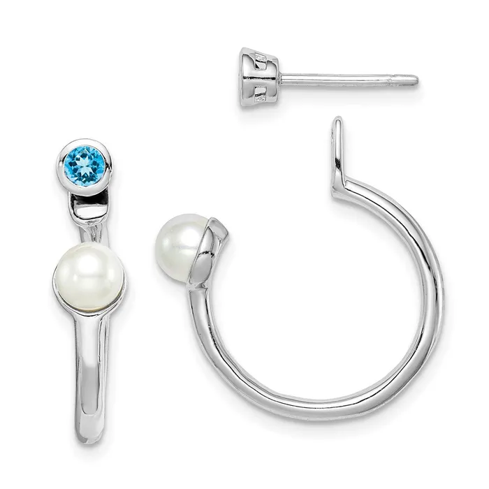 Goldia Earrings Sterling Silver Rhodiumplate FWC Pearl Light Swiss BT Front u0026 Back Earring Goldia Earrings Sterling Silver Rhodiumplate FWC Pearl Light Swiss BT Front u0026 Back Earring