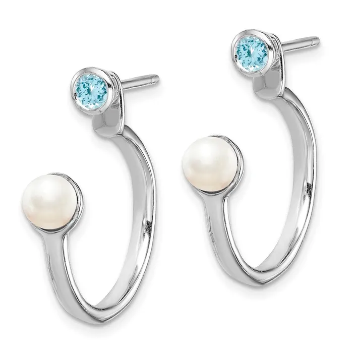 Goldia Earrings Sterling Silver Rhodiumplate FWC Pearl Light Swiss BT Front u0026 Back Earring