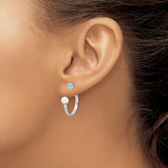 Goldia Earrings Sterling Silver Rhodiumplate FWC Pearl Light Swiss BT Front u0026 Back Earring