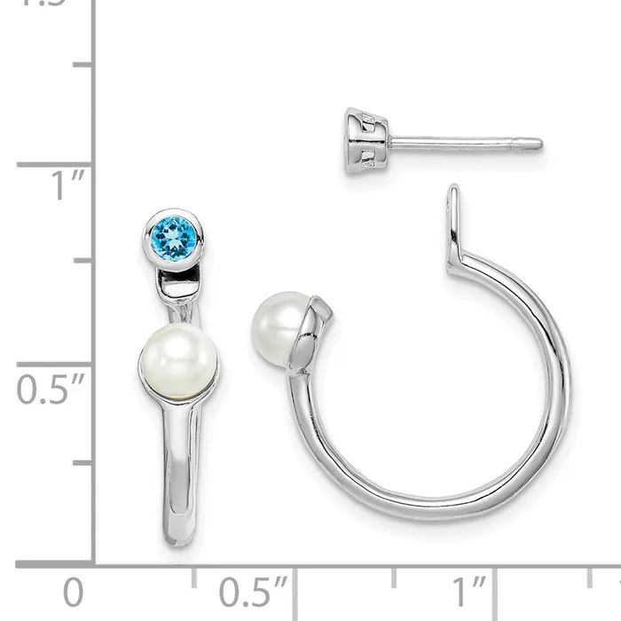 Goldia Earrings Sterling Silver Rhodiumplate FWC Pearl Light Swiss BT Front u0026 Back Earring