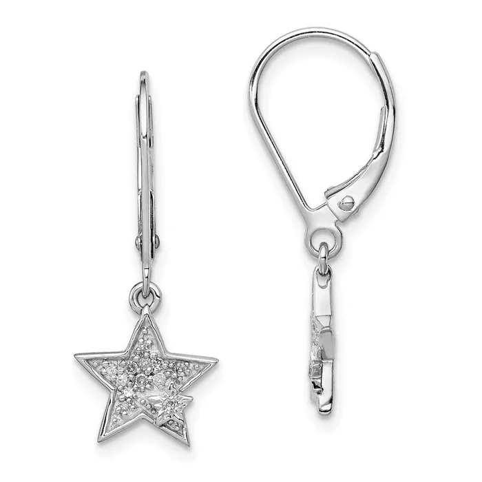 Goldia Earrings Sterling Silver Rhodium Plated Diamond Star Leverback Earrings Goldia Earrings Sterling Silver Rhodium Plated Diamond Star Leverback Earrings