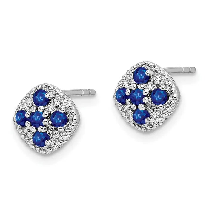 Goldia Earrings Sterling Silver Rhodiumplated Sapphire Square Post Earrings