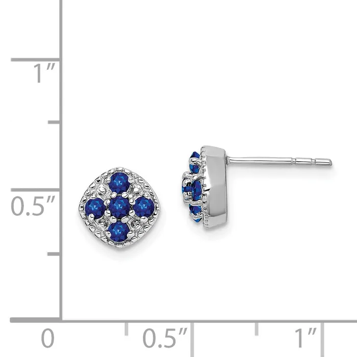 Goldia Earrings Sterling Silver Rhodiumplated Sapphire Square Post Earrings