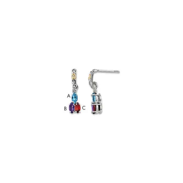 Goldia Earrings Sterling Silver u0026 14k Threestone and Diamond Mothers Earring Goldia Earrings Sterling Silver u0026 14k Threestone and Diamond Mothers Earring