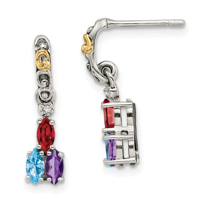 Goldia Earrings Sterling Silver u0026 14k Threestone and Diamond Mothers Earring