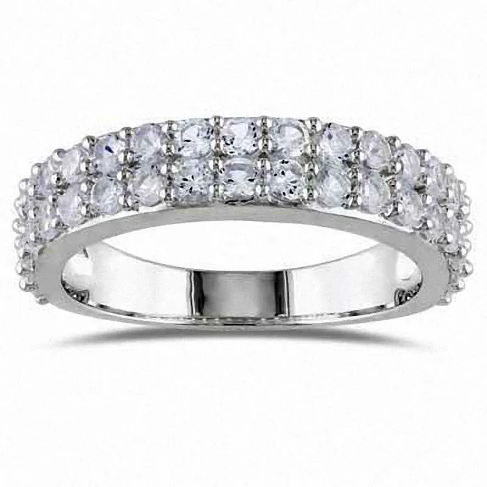 Goldia LabCreated White Sapphire Double Row Band in Sterling Silver Rings