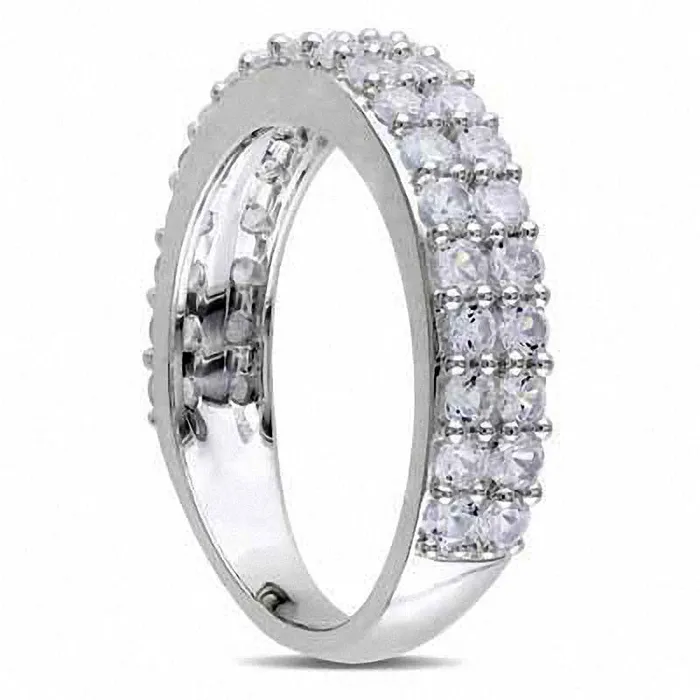 Goldia LabCreated White Sapphire Double Row Band in Sterling Silver Rings Goldia LabCreated White Sapphire Double Row Band in Sterling Silver Rings