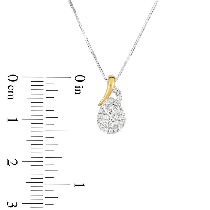 Goldia Necklaces 02 CT TW Natural Diamond Double Teardrop Frame Pendant in 10K TwoTone Gold Goldia Necklaces 02 CT TW Natural Diamond Double Teardrop Frame Pendant in 10K TwoTone Gold