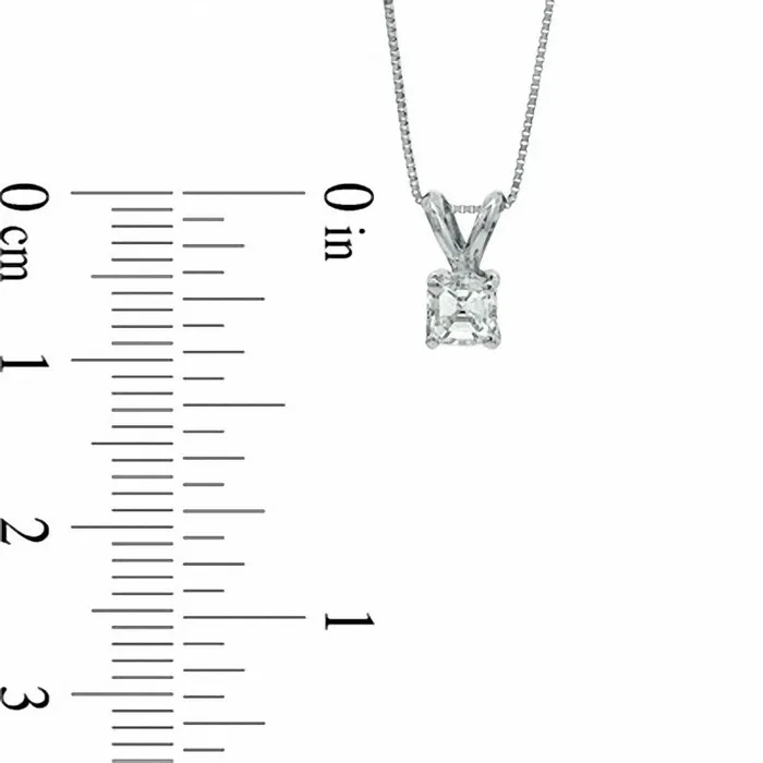 Goldia Necklaces 025 CT Certified AsscherCut Natural Clarity Enhanced Solitaire Pendant in 18K White Gold IVS2 Goldia Necklaces 025 CT Certified AsscherCut Natural Clarity Enhanced Solitaire Pendant in 18K White Gold IVS2