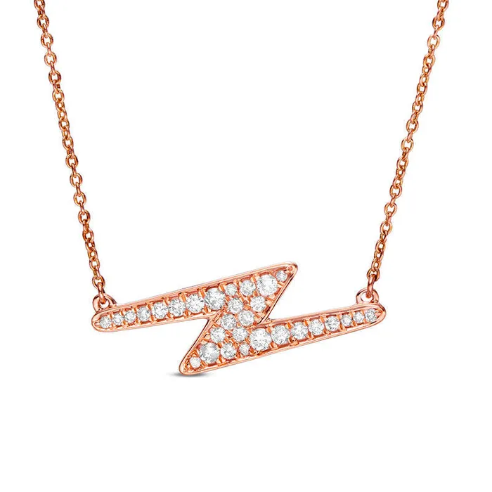 Goldia Necklaces 025 CT TW Natural Diamond Lightning Bolt Necklace in 10K Rose Gold Goldia Necklaces 025 CT TW Natural Diamond Lightning Bolt Necklace in 10K Rose Gold