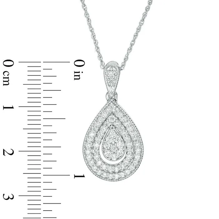 Goldia Necklaces 05 CT TW Composite Natural Diamond Double Teardrop Frame Pendant in 10K White Gold Goldia Necklaces 05 CT TW Composite Natural Diamond Double Teardrop Frame Pendant in 10K White Gold