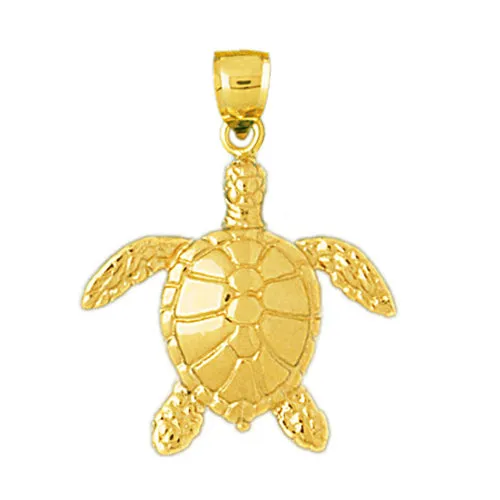 Goldia Necklaces 14k Gold 22MM Long Sea Turtle Pendant